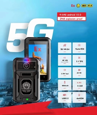 Austauschbare 3800mAh Batterie 5G Körperkamera mit 13MP Rückkamera und LED-Scheinwerfer