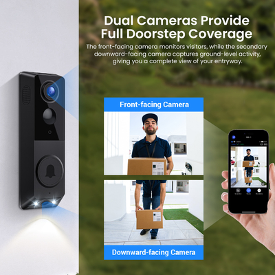 Unterstützung von IR-Nachtsicht Dual-Camera-Türglocke mit Zwei-Wege-Audio-Kommunikation und KI-Menschenerkennung