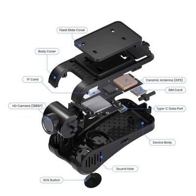 Fahrzeug Black Box 4G Dashcam GPS-Tracker mit Zwei-Wege-Talk und fortgeschrittenem Fahrerassistenzsystem 4 GB DDR 512 GB Speicher