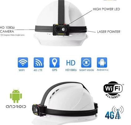 Live-Video Zwei-Wege-Talk Hardhat mit Kappenlampe Scheinwerfer